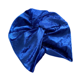 Royal Blue Vintage Style Crushed Velvet Turban Hat 