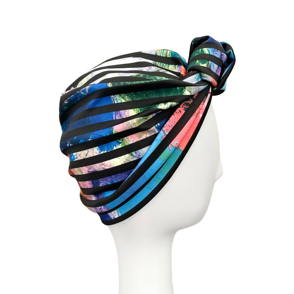 Striped Turban Style Hat for Women