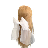 White Oversized Tulle Bridal Bow Clip