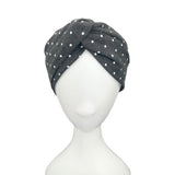 Charcoal Grey Polka Dot Twisted Women's Headband