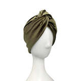 Olive Green Cosy Velvet Turban Hat