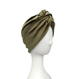 Olive Green Cosy Velvet Turban Hat