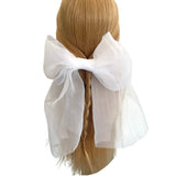 White Oversized Tulle Bridal Bow Clip
