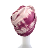 Wine Tie Dye Stretch Rib Jersey Turban Head Wrap Hat 