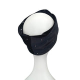 Black Silver Studded Elegant Velvet Turban Twist Headband Head Wrap