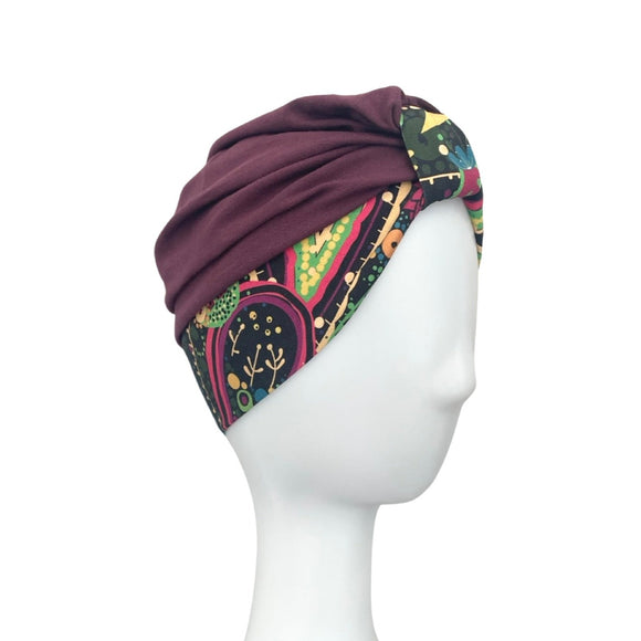 Lightweight Burgundy Summer Turban Hat for Ladies