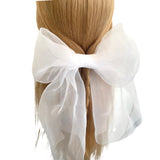 White Oversized Tulle Bridal Bow Clip