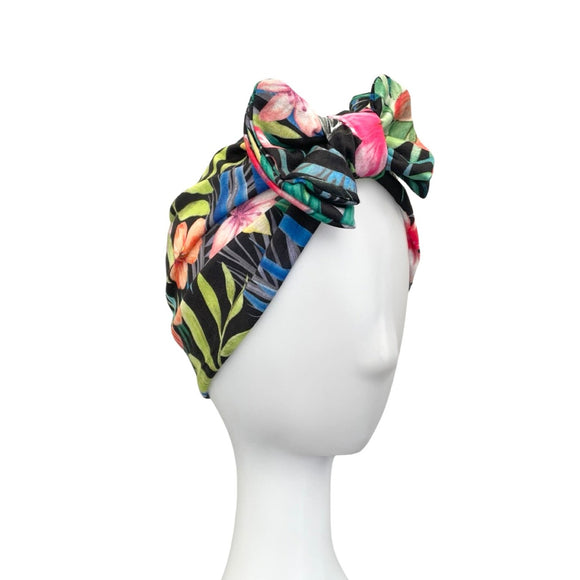 Tropical Print Bow Turban Head Wrap
