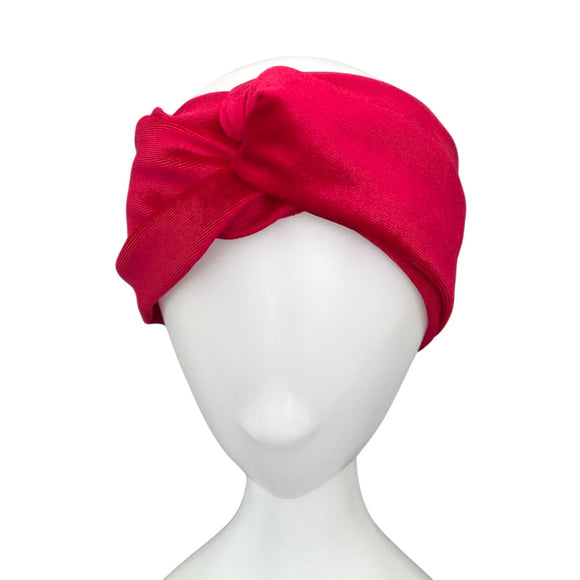 Red Elegant Velvet Twisted Turban Headband Women Head Wrap