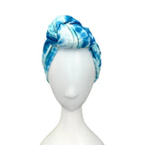 Soft Blue and White Tie Dye Full Head Turban