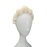 Cream White and Gold Pom Pom Winter Wedding Headband 