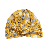 Mustard Floral Retro Front Knot Turban Hat