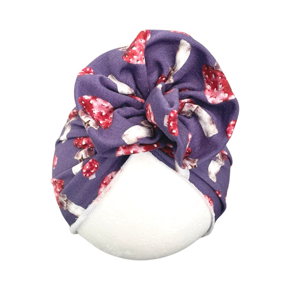 Purple Mushroom Print Baby Girl Head Wrap