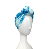 Soft Blue and White Tie Dye Full Head Turban