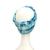 White and Blue Ribbed Tie Dye Twisted Headband 