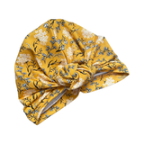 Mustard Floral Retro Front Knot Turban Hat