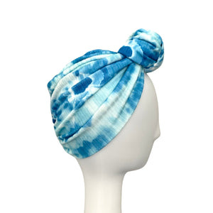 Soft Blue and White Tie Dye Full Head Turban