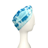 White and Blue Ribbed Tie Dye Twisted Headband 