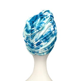 Soft Blue and White Tie Dye Full Head Turban