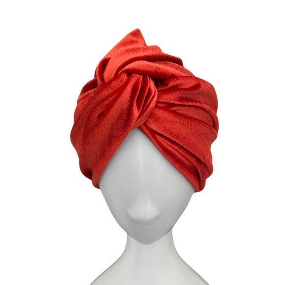 Rust Velvet Vintage Style Twisted Hair Turban