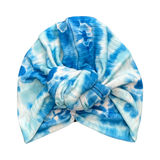 Soft Blue and White Tie Dye Full Head Turban