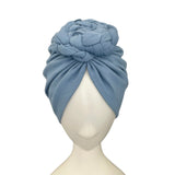 Chain Knot Lined Blue Turban Head Wrap