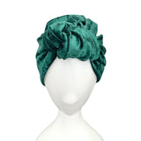 Green Crushed Velvet Hair Turban Head Wrap
