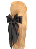 Black oversized long tail satin hair bow 