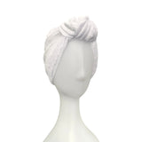 Soft White Crushed Velvet Knot Vintage Turban Hat 