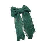 Aesthetic green lace long tail hair bow clip