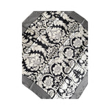 Beige and Black Printed Silk Feeling Square Satin Scarf 90cm