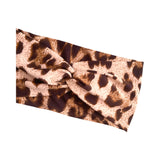 Brown Wide Leopard Print Turban Twist Headband