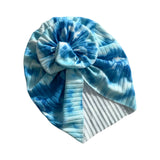 Blue and White Tie Dye Girl Turban Hat