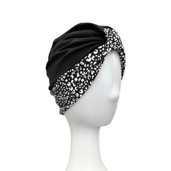 Black vintage style turban for women