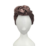 Metallic Striped Rose Gold Knot Turban Hat