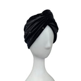 Silver Studded Black Velvet Twisted Turban Hat