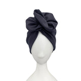 Dark Blue Full Head Turban with Rosette