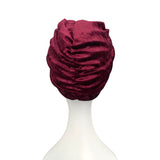 Wine Red Front Knot Crushed Velvet Hair Turban Hat 
