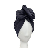 Dark Blue Full Head Turban with Rosette