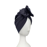 Dark Blue Full Head Turban with Rosette