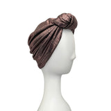 Metallic Striped Rose Gold Knot Turban Hat
