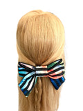 Striped colourful hair bow barrette clip for women