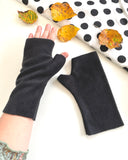 Black fingerless warm fleece driving gloves