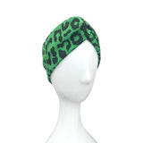 Leopard Silky Feel Green and Black Twisted Head Wrap