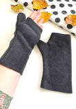 Black fingerless warm fleece driving gloves