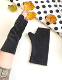 Black fingerless warm fleece driving gloves