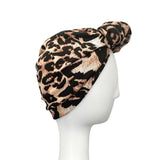 Leopard Print Soft Jersey Turban Hat For Women