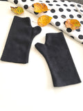 Black fingerless warm fleece driving gloves