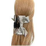 Gold fabric bow claw hair clip 