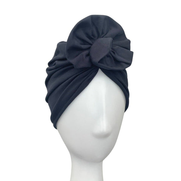 Navy Cotton Rosette Full Head Turban